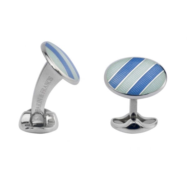 Pale Silver Blue & Sky Blue Enamel Cufflinks - Deakin & Francis