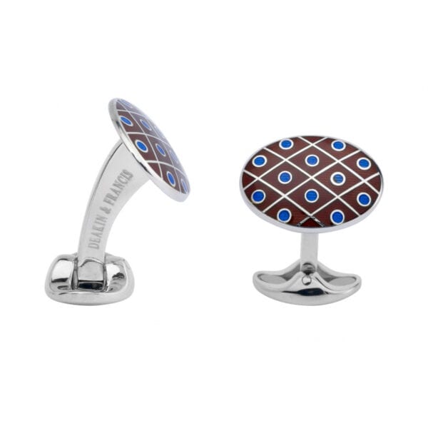 Maroon with Royal Blue Spot Cufflinks - Deakin & Francis